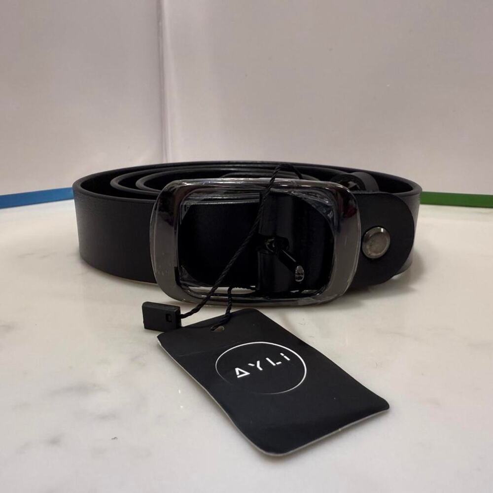 NWT AYLI As You Like It Black Leather Belt 41” Size‎ M/L Capsule Essentials